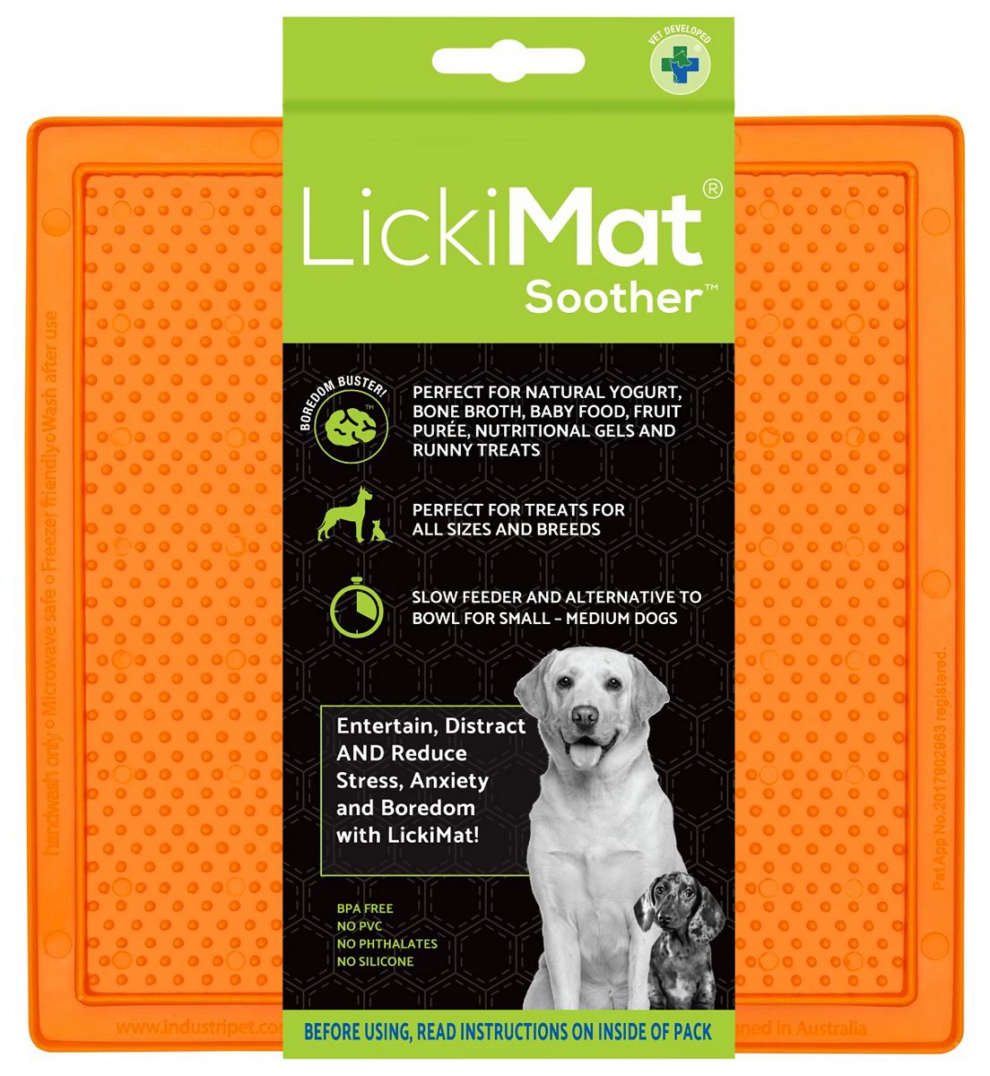 Lickimat Soother Dog 20Cm. Slow Feeder/anxiety Reducer Suitable For Wet/liquid Food/treats.