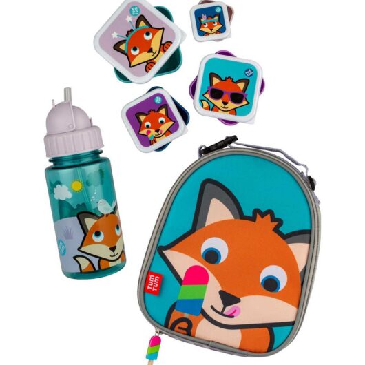 Tum Tum Insulated Lunch Bag, Flip Top Water Bottle And Nesting (Set Of 4) Snack Pots - Felicity Fox